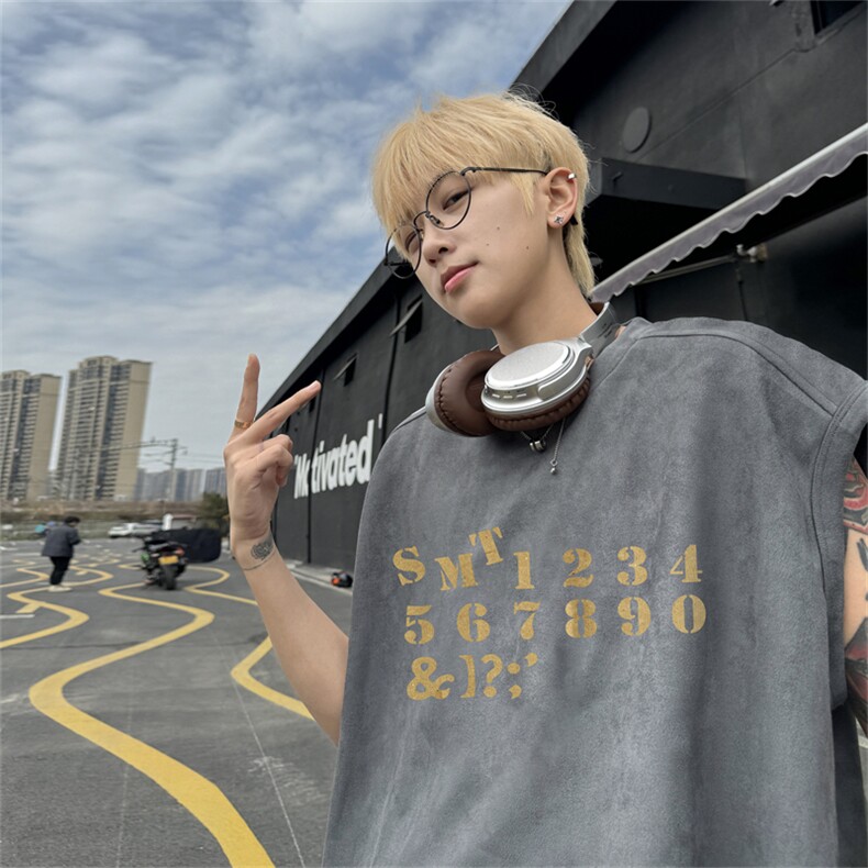 麂皮绒背心坎肩男T恤美式港风潮JB460-特P19控38,男装背心/马甲,电商B370