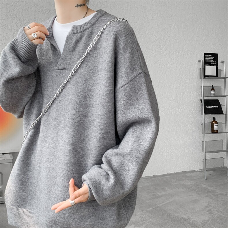 8XL-M高品质V领毛衣大码针织时尚外套慵懒风纯色打底衫MY1508/P68,男装针织衫/毛衣,电商B238