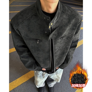 有货正肩PU皮衣大码立领加棉夹克外套男J5238J加棉-特批90控158图片