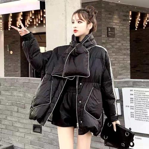 DG850韩范时尚简约大口袋配围脖冬季保暖羽绒服,女装羽绒服,L·H·X
