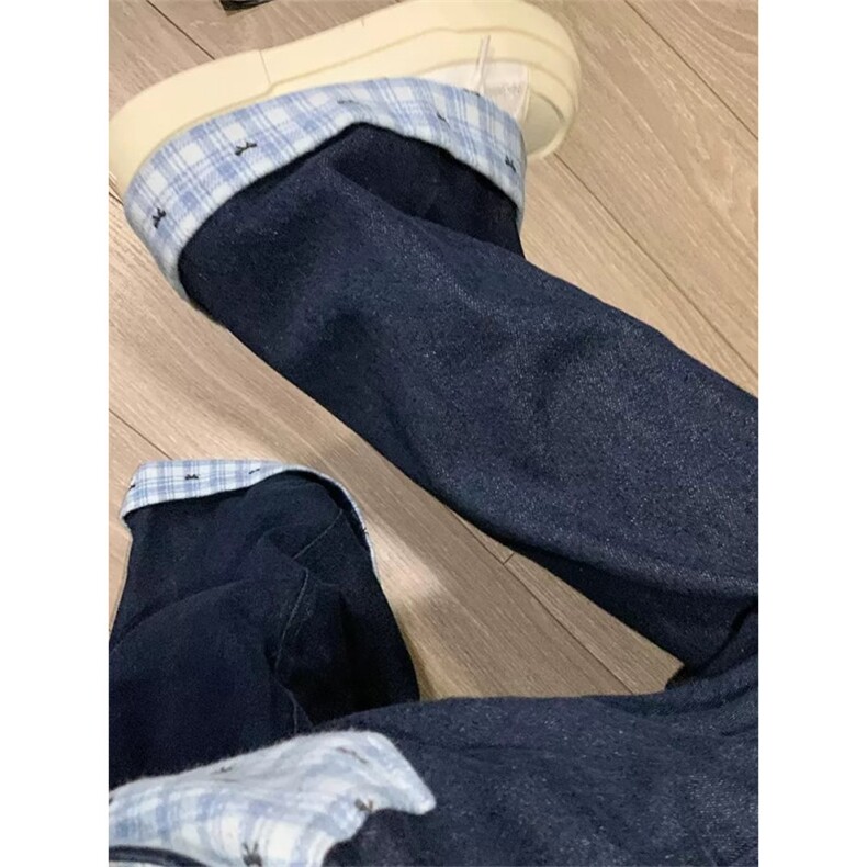女风刺绣拼接蝴蝶结格子百搭牛仔裤ZK0303-P55,男装牛仔裤,星座313A(原308A-2)