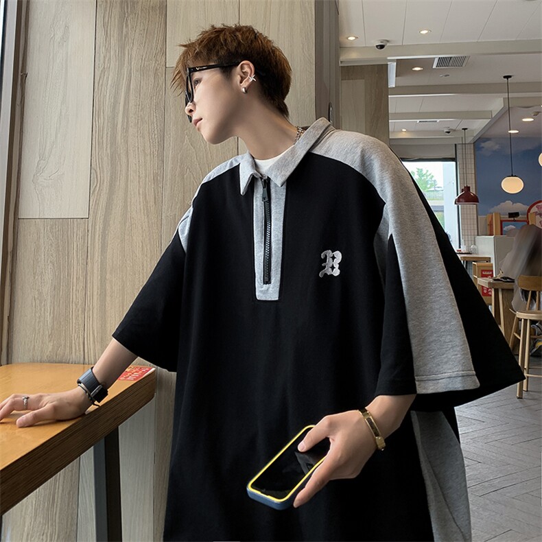 新款男慵懒潮气质潮流POLO衫青春流行夏季短袖男PL0350-P33,男装Polo衫,星座308B-2