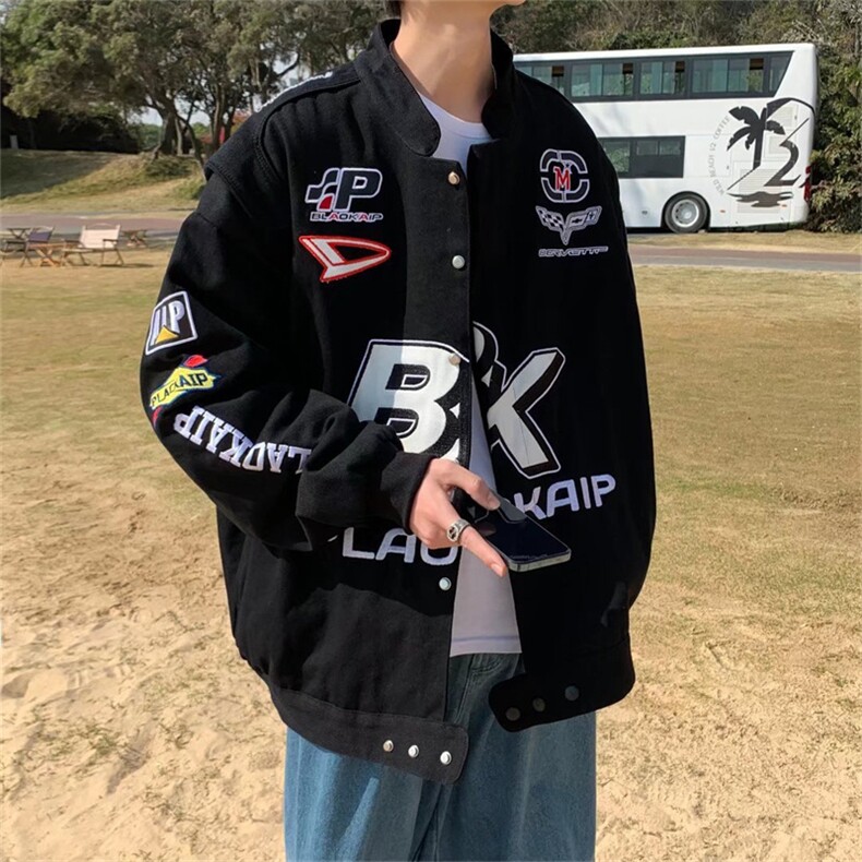 美式街头刺绣机车棒球服男嘻哈潮牌复古情侣秋冬外套宽松2658-p73图片