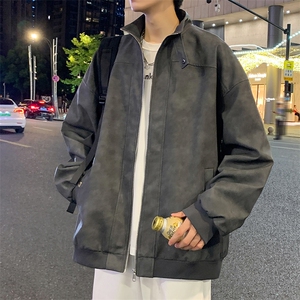 特批P80无差价秋季新款扎染PU皮外套男时尚高街立领皮衣夹克J2618图片