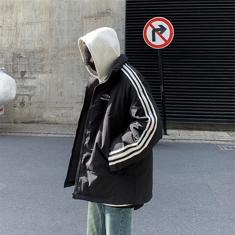 潮美式织带棉服冬季宽松加厚男女款立领上衣M065-P83,男装棉衣,星座308B-2