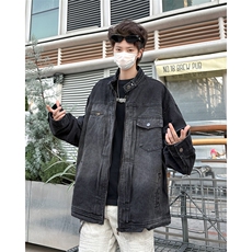 港风小众立领设计感牛仔外套男春秋做旧水洗休闲夹克JK08857-P72，男装工装外套，星座308B-2