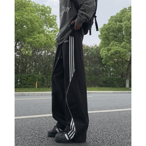 速干冰丝裤2025宽松休闲裤透气刺绣三条杠条纹冲锋裤K2508-特P38图片