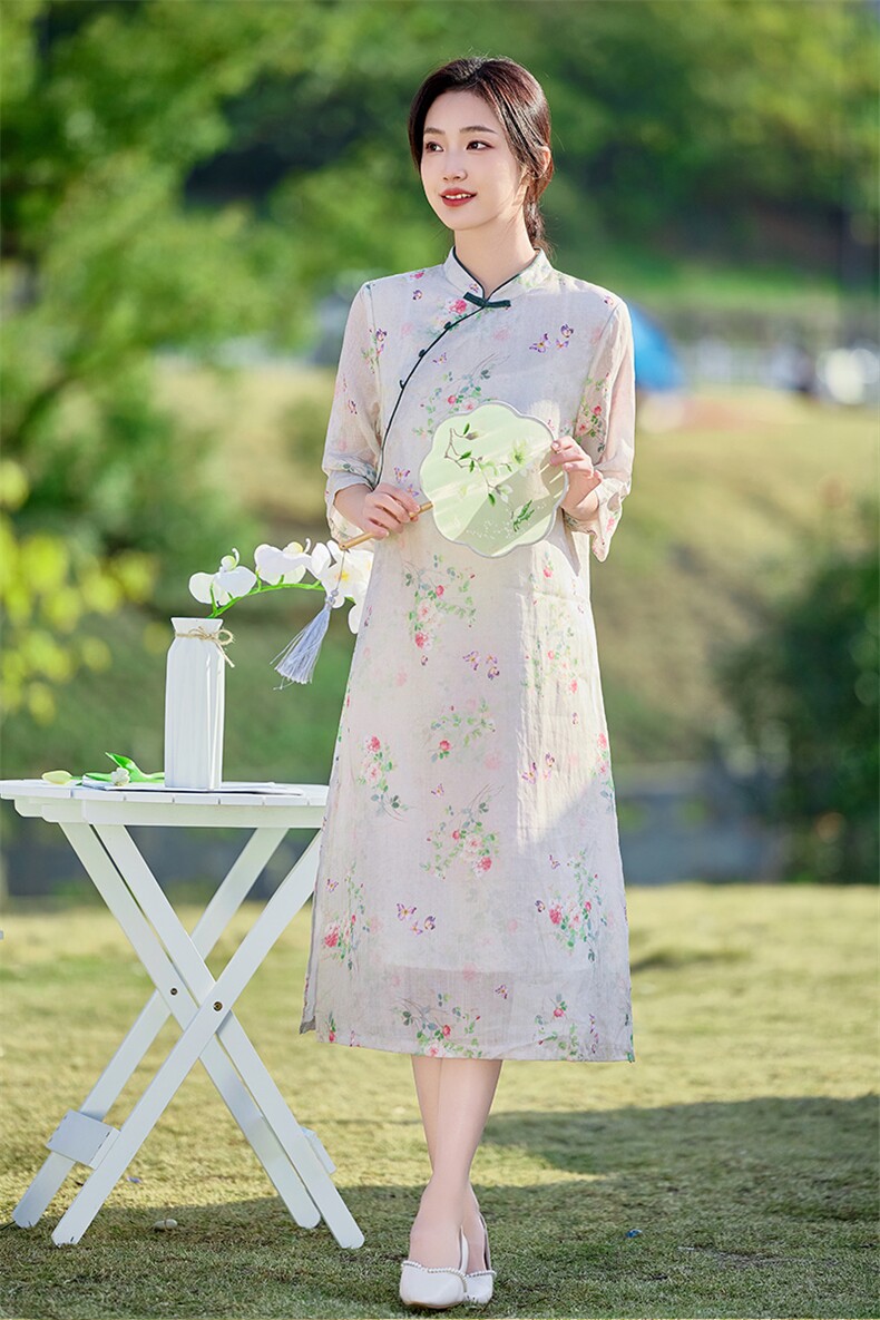 2026年夏季文艺/优雅苎麻旗袍,女装汉服/婚纱/旗袍/礼服,江南依恋