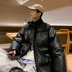 冬季加厚立领棉衣男拼接棉服潮流休闲皮棉袄青年A266-P01-P80，男装棉衣，电商A266