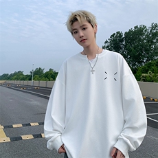 特批P28无差价秋季肌理感V领卫衣男马吉拉刺绣慵懒风长袖T恤T1715，男装T恤，电商A001