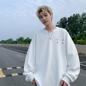 特批P28无差价秋季肌理感V领卫衣男马吉拉刺绣慵懒风长袖T恤T1715图片