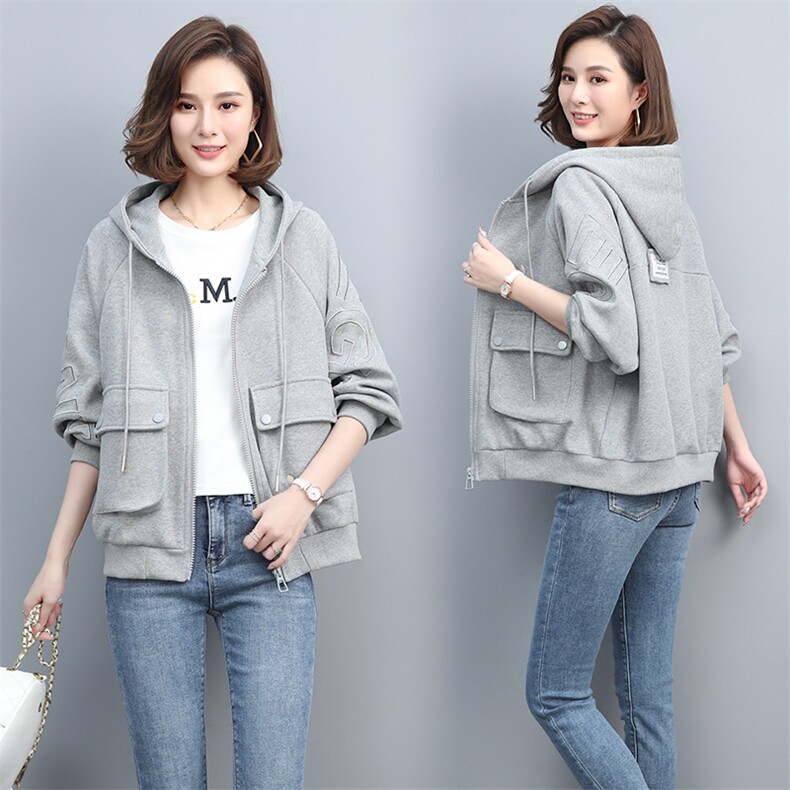 2021春季新款时尚休闲宽松舒适连帽卫衣外套，女装卫衣/绒衫，玛其路