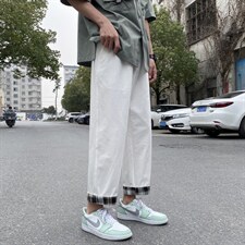 2023夏新款宽松直筒清凉裤脚条纹休闲裤男k615-特批35,耐克鞋穿搭男小个子图片