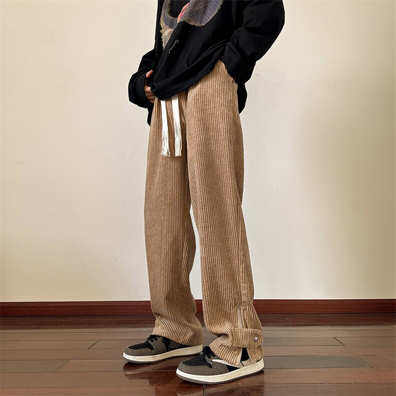 灯芯绒裤子宽松潮流阔腿裤港风ins华夫格休闲长裤K0919-P40,男装休闲裤,星座308B-1