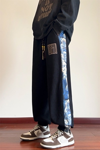 新中式小熊灯芯绒裤子男秋冬大码宽松束脚休闲长裤 M-5XL P45控58图片