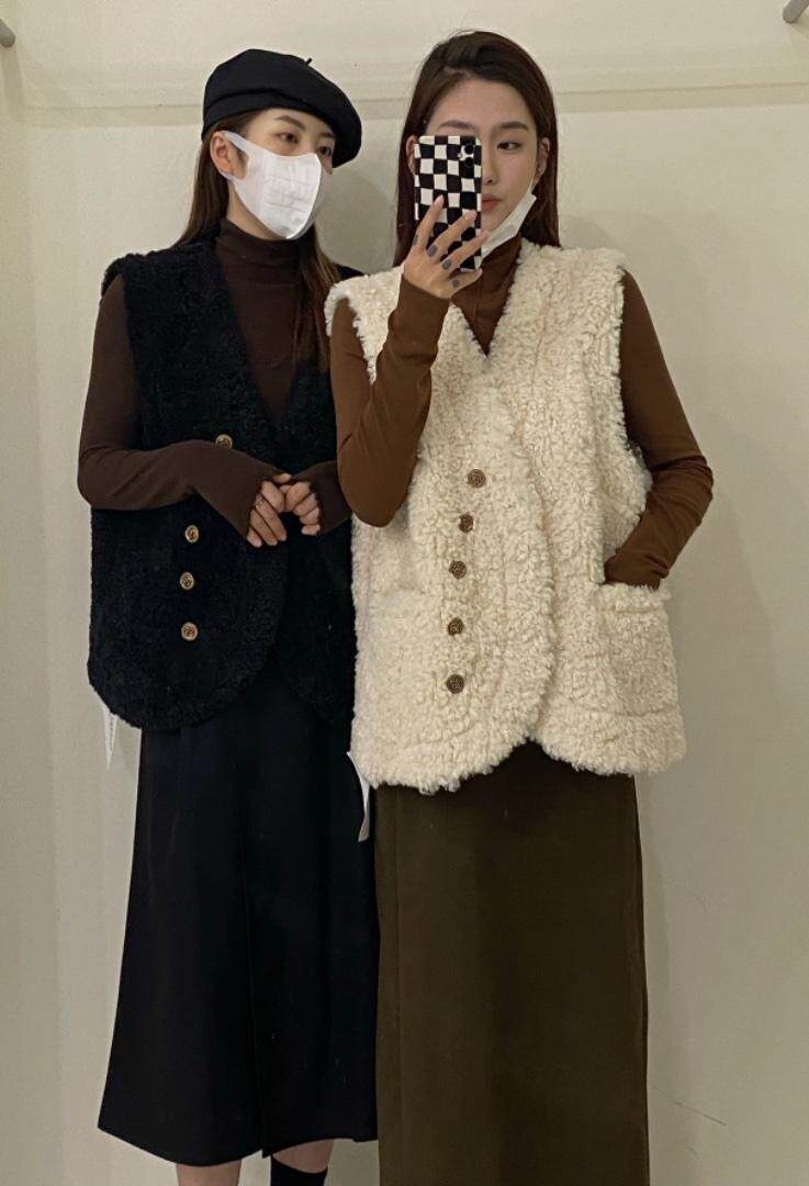 冬季新款皮毛一体马甲，女装马甲，唇蔻