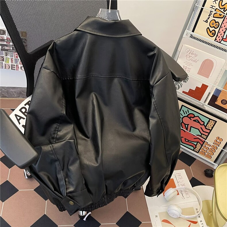 1506/GW93520/P83夹克外套男女潮牌秋冬季美式港风宽松显瘦PU皮衣,男装夹克,星座1506A