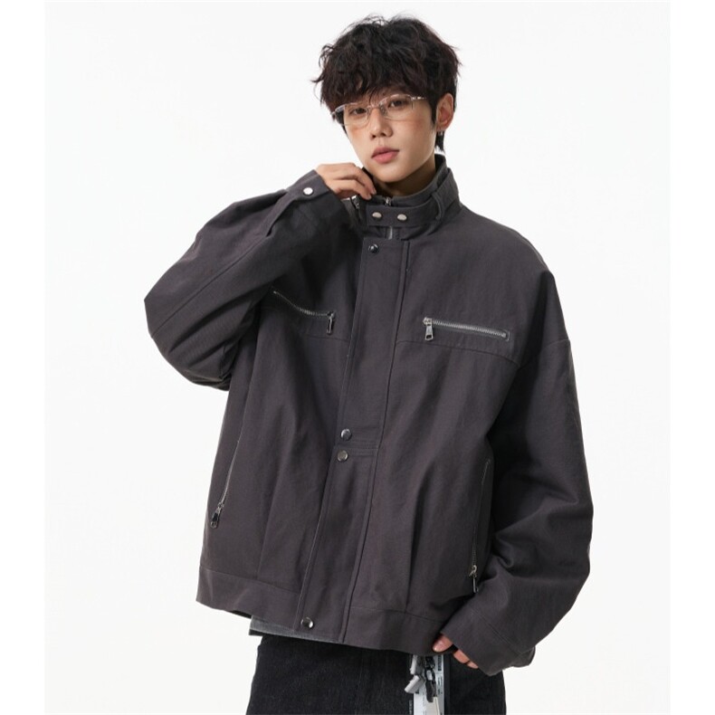 藏青色美式立领棉服男款秋冬季短宽飞行员夹克感痞帅外套MY683,男装夹克,星座903-1