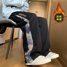 小熊拼接宽松直筒休闲长裤加绒加厚KJ8572-特P35/常规K8461-特P30，男装卫衣，电商A007
