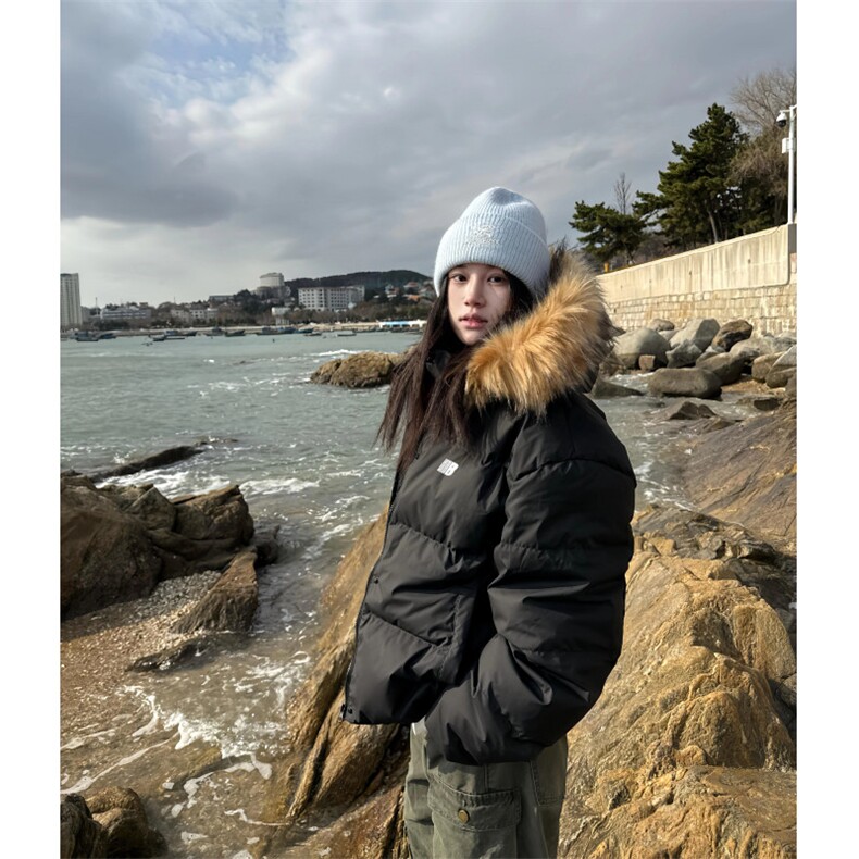 【高品质】可拆卸毛领羽绒棉服情侣美式厚外套棉衣2568特P90网图图片