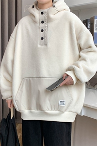 秋冬港风羊羔绒上衣潮加绒加厚连帽卫衣外套男女 981-P90 控价128图片