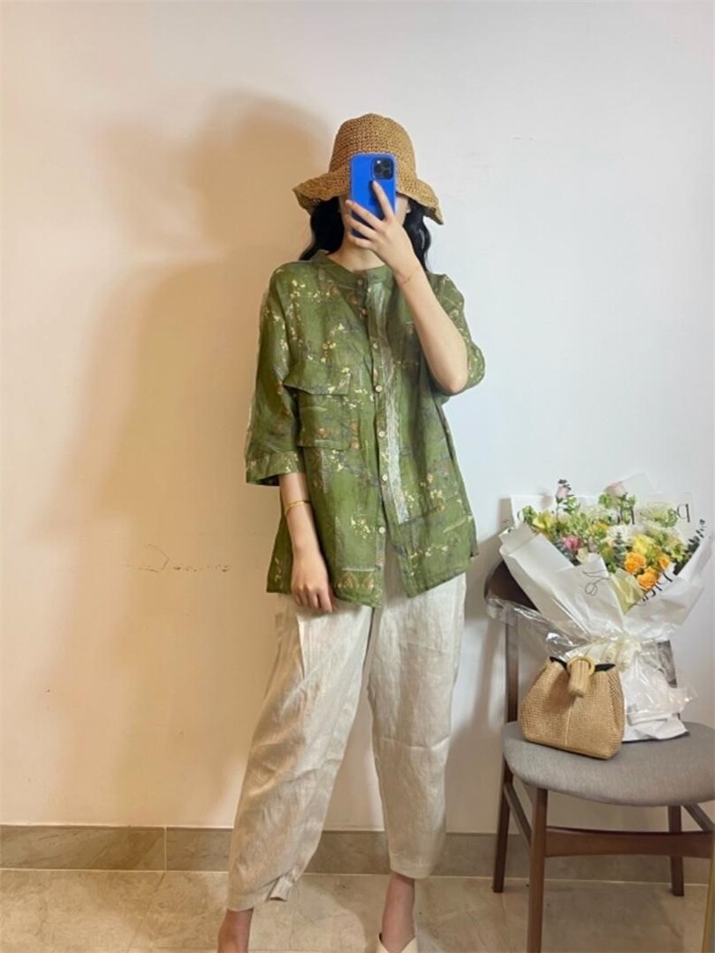 料花色衬衣，其它，依姿黛