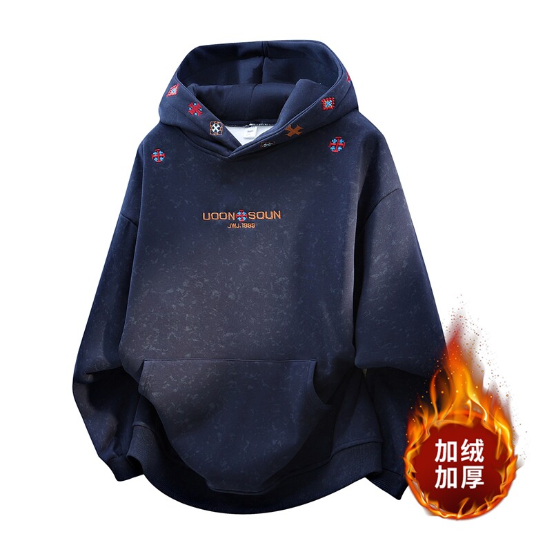 ！2025秋冬新款男士刺绣卫衣加绒加厚潮牌情侣外套WY91特P60，女装短外套，电商B220