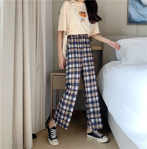 218-1-P25-GK06夏季宽松休闲格子裤图片