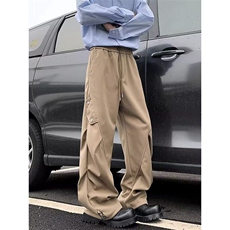 美式复古星空伞兵工装裤男生潮牌潮流褶皱宽松阔腿直筒裤休闲长裤，男装休闲裤，星座506B