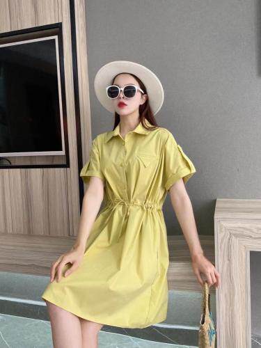 爱美欧夏季衬衫收腰连衣裙，女装衬衫，爱美欧