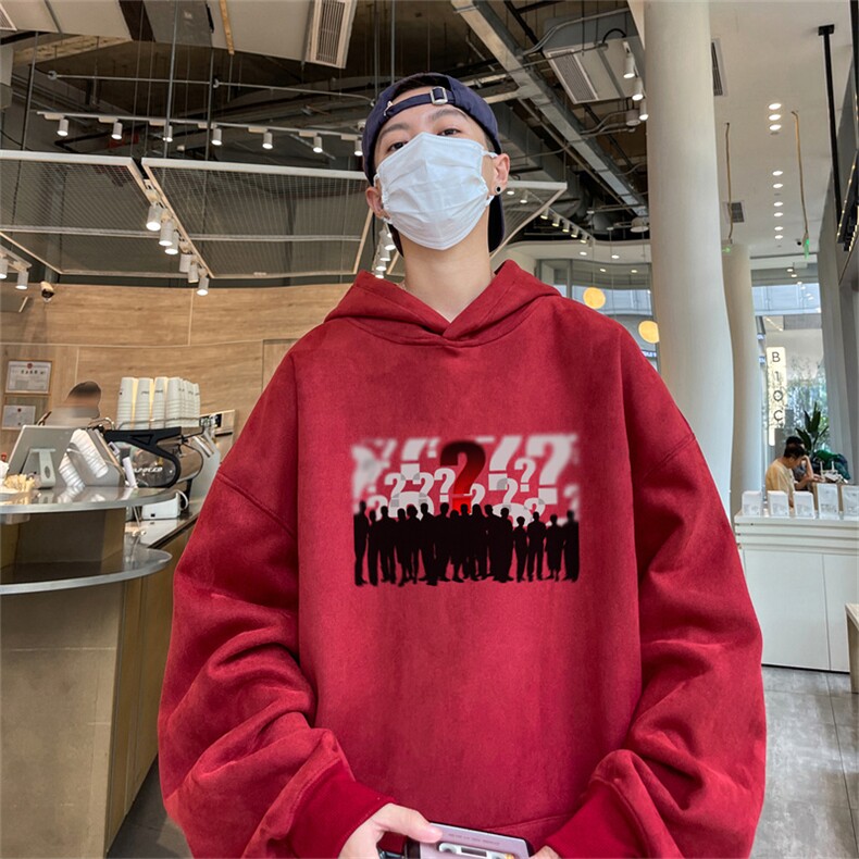 特P43控78 秋季360G麂皮绒印花宽松休闲连帽卫衣JWY3272图片