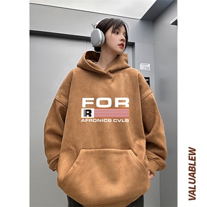！麂皮绒连帽卫衣 直播品质重磅400克FOR印花JL7124-P45控78图片