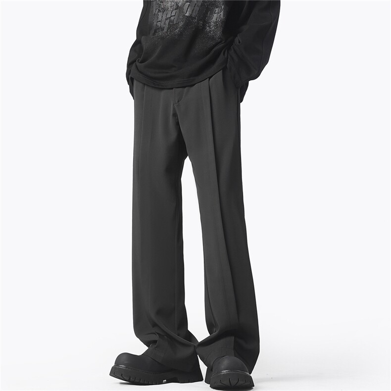 新款秋季裤子港风直筒拖地长裤垂感西装裤男休闲西裤XK1267-P52，男装西服套装，星座302B-2