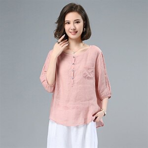苎麻上衣女高端印花棉麻2025新款夏季女装时尚休闲亚麻阔腿裤图片