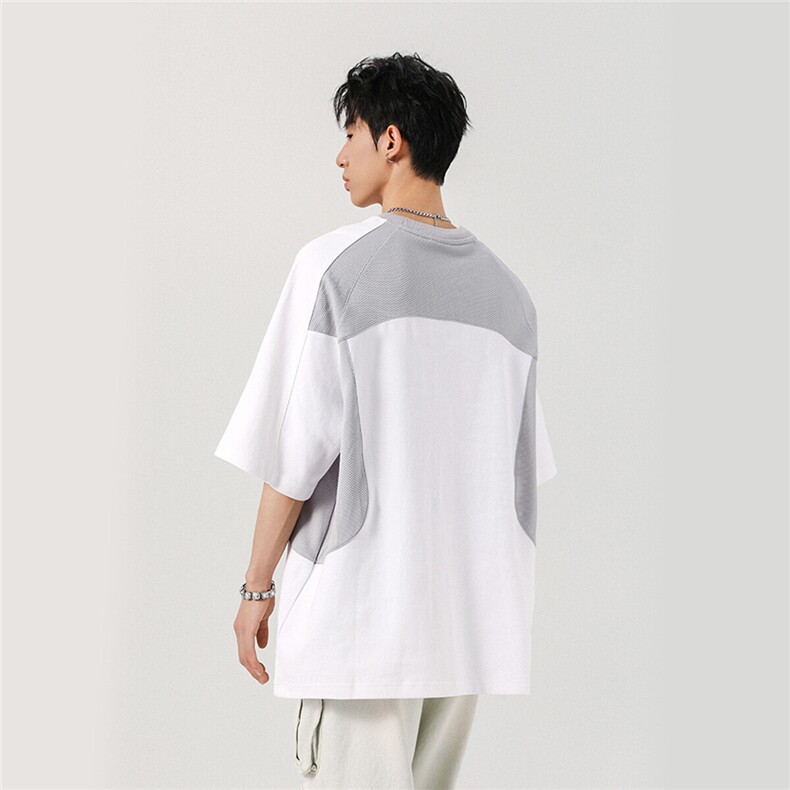 凉感双色拼接设计羽毛球球服大码M-5XL短袖T恤男DX78029P50控78,男装T恤,星座226-1