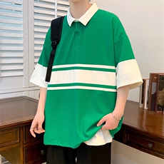 2024夏装青少年简约条纹半袖时尚潮牌短袖T恤男女627-P35控价58，男装T恤，电商A441-1