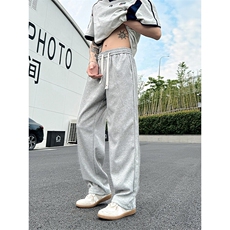 K10033-P35潮牌卫裤男2025新款百搭褶皱宽松直筒休闲长裤，男装休闲裤，电商A178
