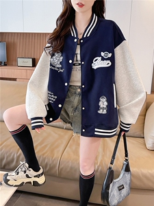 现货棒球服外套女2026春秋新款小个子超火休闲洋气减龄短款图片