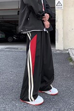 V1640-P45春季新款美式拼接条纹运动裤休闲阔腿裤宽松高街拖地裤，男装休闲裤，星座1608