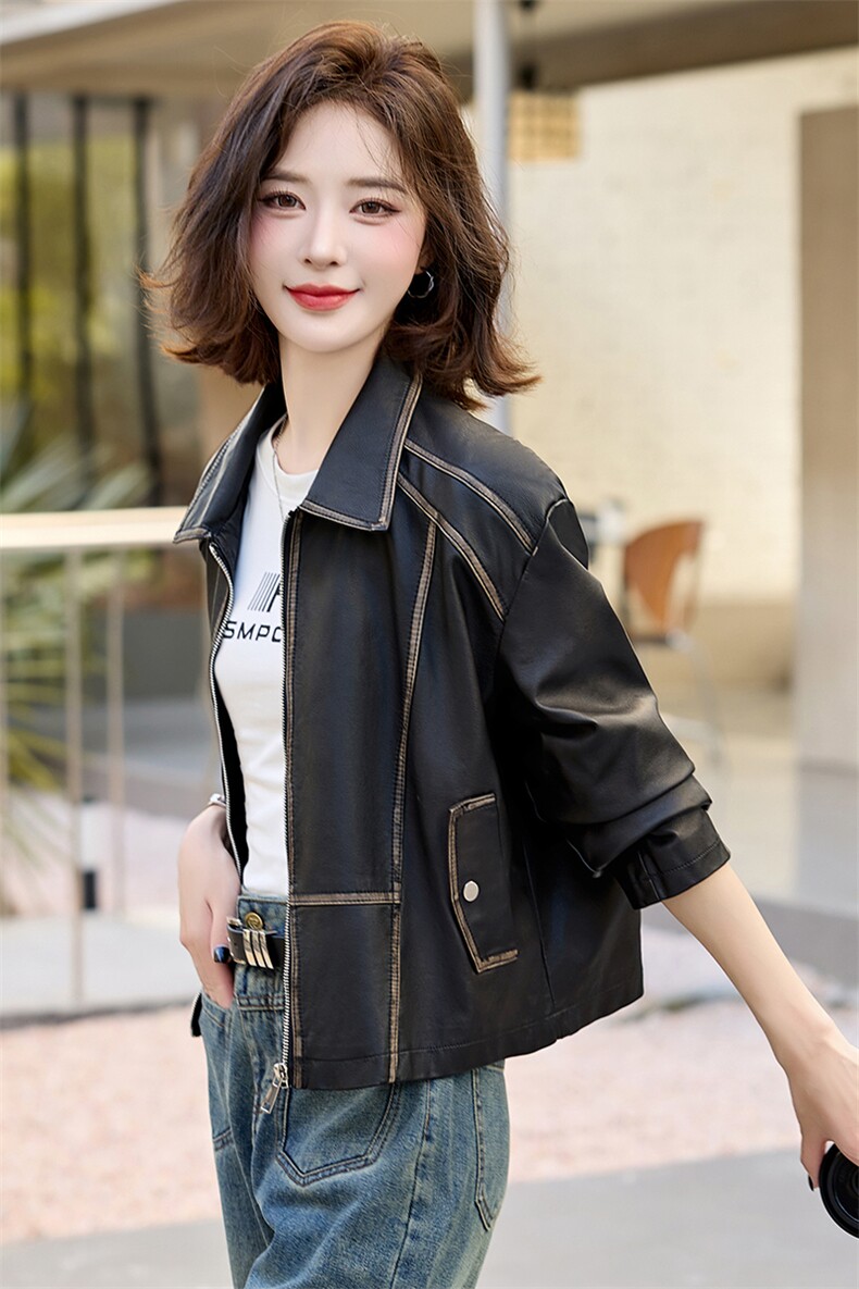 女装皮衣外套2025年春秋季新款时尚百搭夹克上衣,女装皮衣,新感觉