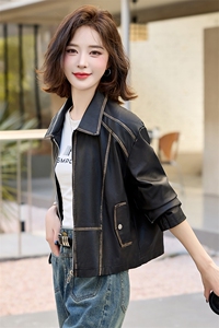 女装皮衣外套2025年春秋季新款时尚百搭夹克上衣图片