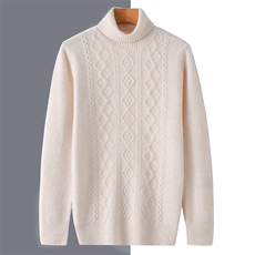 2024秋冬新款羊毛男士加厚高领绞花羊毛衫男装，男装羊毛衫，国旺羊绒