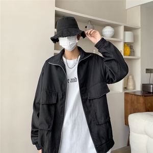 立领痞帅夹克外套男春秋款冲锋衣轻熟风工装潮牌衣服