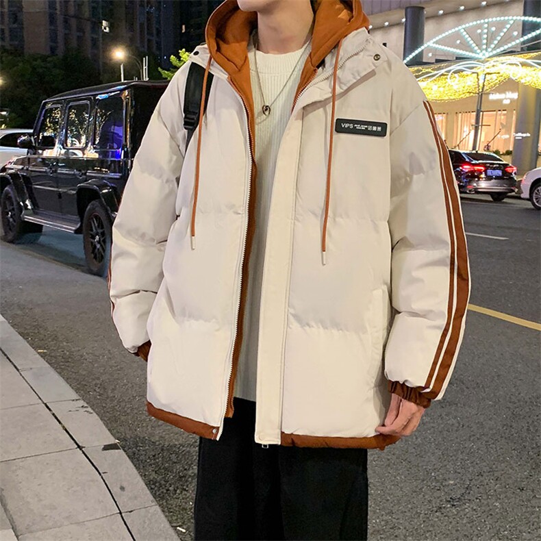 棉服男冬季新款港风宽松假两件连帽棉衣MF8587-特P78,男装棉衣,星座214-3