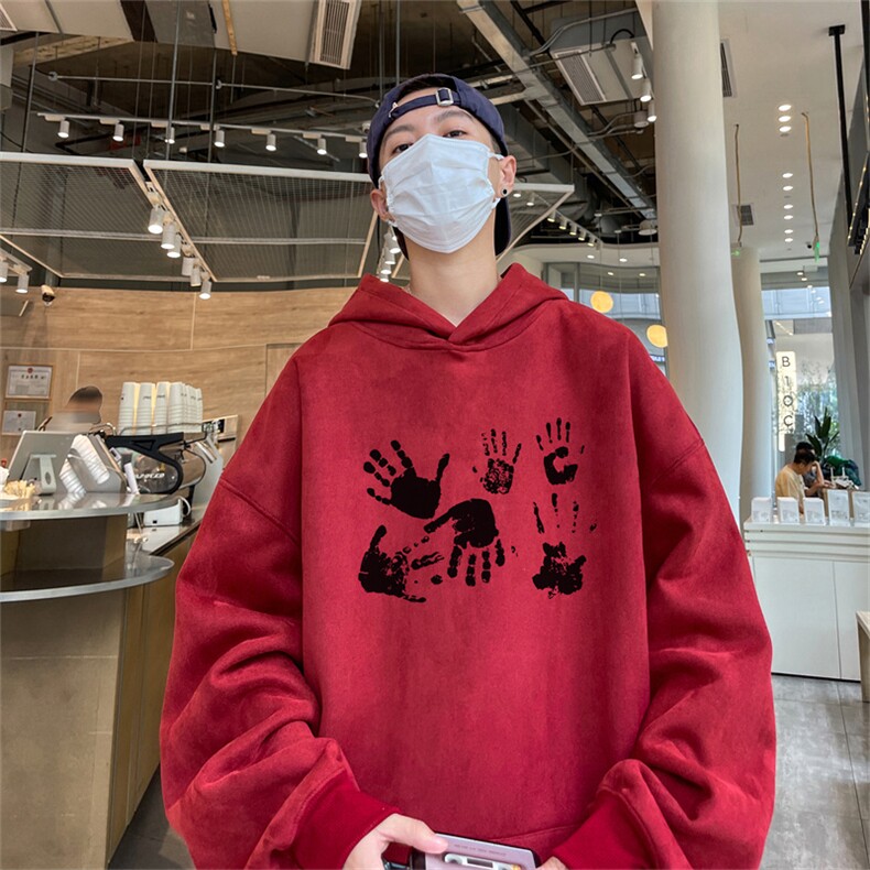 23/秋季360G麂皮绒印花宽松休闲连帽卫衣JWY3271 P50控69图片