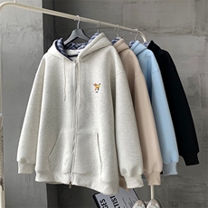 904-2-CD607-p65控98秋季重磅格子拼接刺绣连帽开衫双开头拉链男，男装卫衣，星座904-2