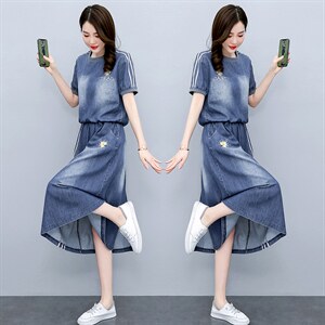 2022年夏季时尚两件套裙刺绣图案时尚潮流图片