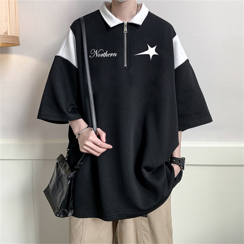 250G纯棉夏季美式复古POLO衫男潮流宽松短袖XP3186-P45控68，男装Polo衫，电商B370