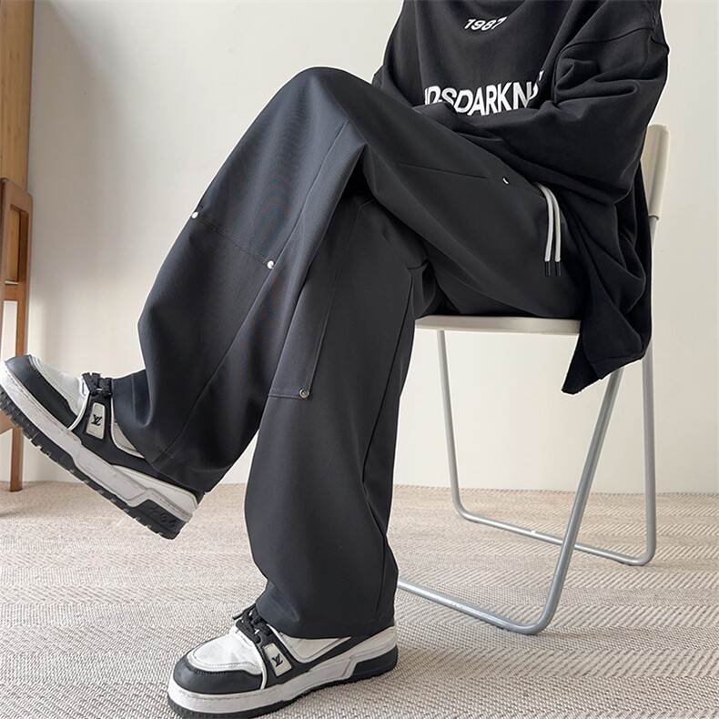 秋季男生拼接休闲裤情侣户外宽松直筒裤K150-P30,男装休闲裤,星座209-1