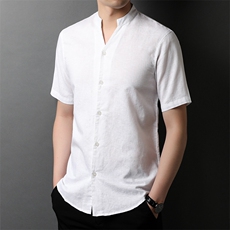 BB2752夏季男士棉麻t恤青年风复古短袖休闲免烫修身唐装P66，男装衬衫，电商B360